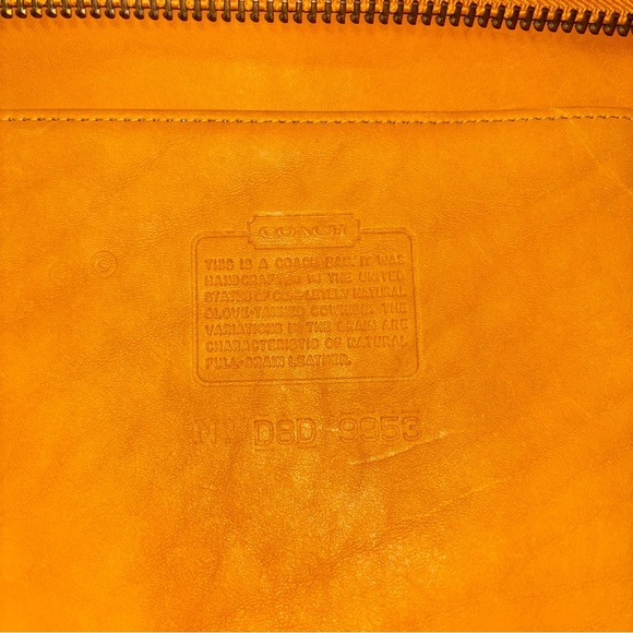 VINTAGE COACH DUFFLE SAC BUCKET SOULDER BAG PURSE Yellow Leather #9953 - Picture 9 of 13